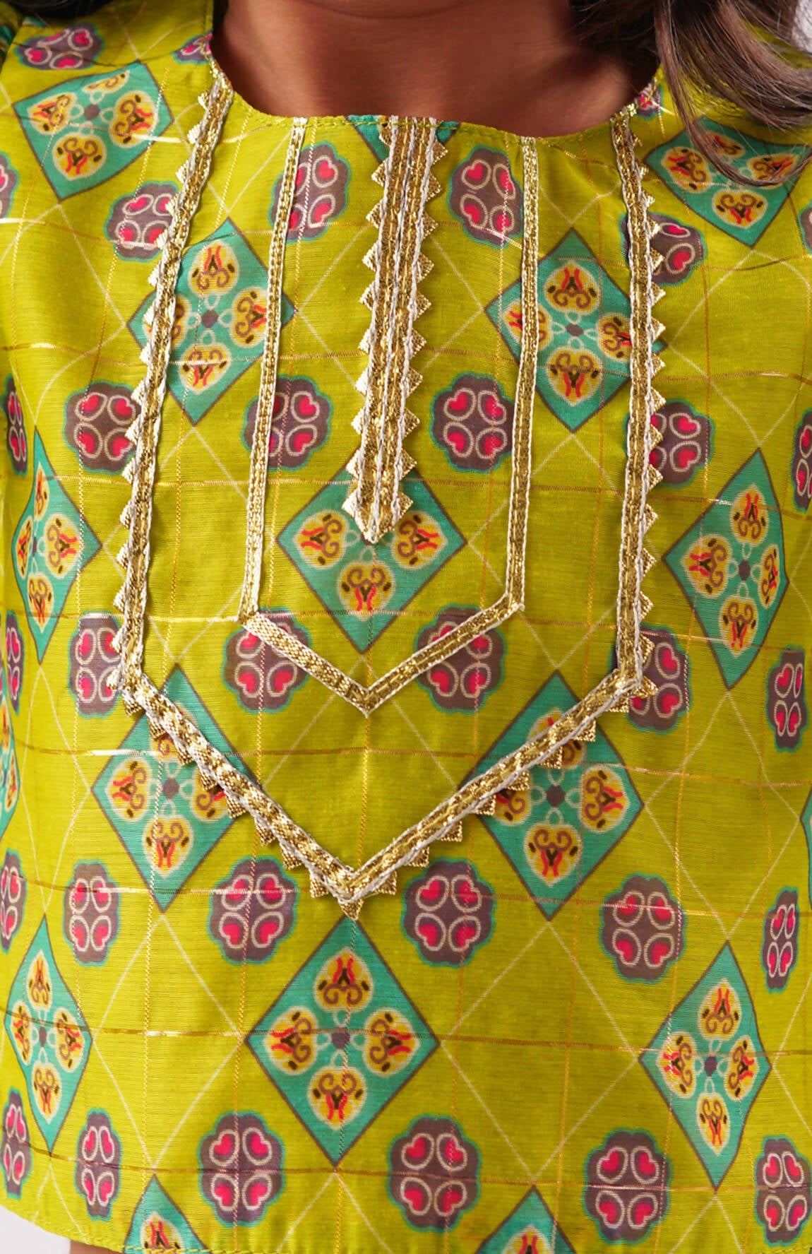 Lil Drama Raangoli Crop Top With Palazzo Co-Ordinate Set - Green - Swadesiicart