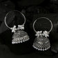NVR Women's Silver Toned Dome Shaped Jhumkas Earrings | Swadesiicart