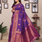 Joban Fashion Banarasi Purple Woven Soft Silk Saree | Swadesiicart