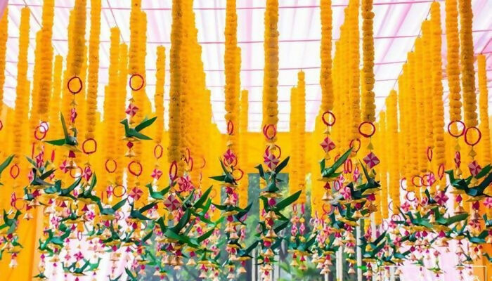 Shuddh Natural Hand Made Palm Leaf Fish & Lotus Hanging | Swadesiicart