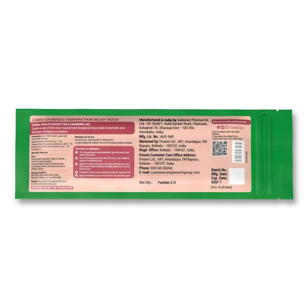 Zandu Feminine Pain Relief Patch - Swadesiicart