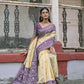 Vishnu Weaves Women's Wine Handloom Raw Silk Woven Saree with Blouse - Swadesiicart
