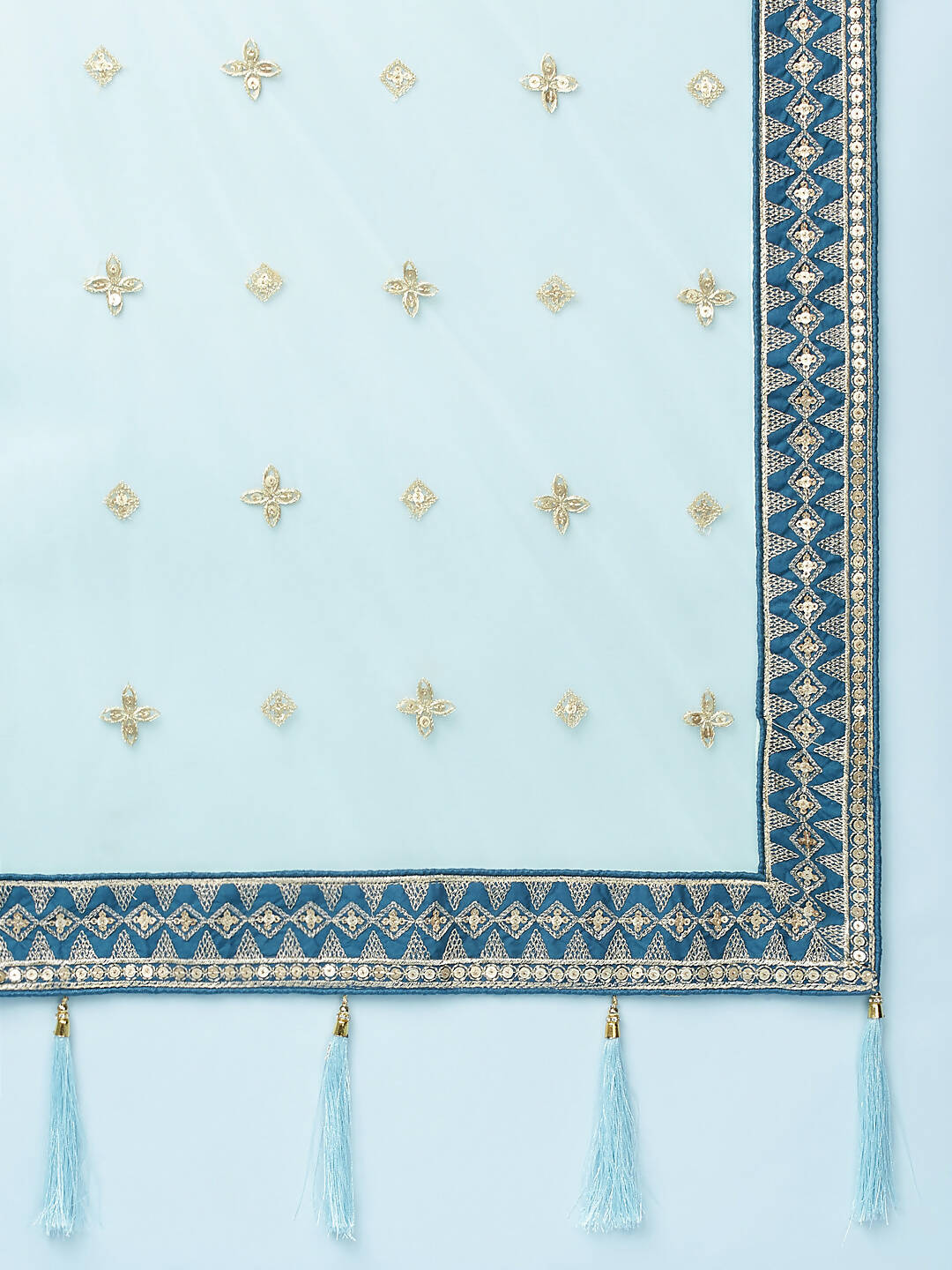 House of Panchhi Teal - Pure Georgette Embroidered Lehenga | Swadesiicart