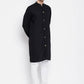 Even Apparels Black Pure Cotton Men's Sherwani Kurta With Open Front | Swadesiicart