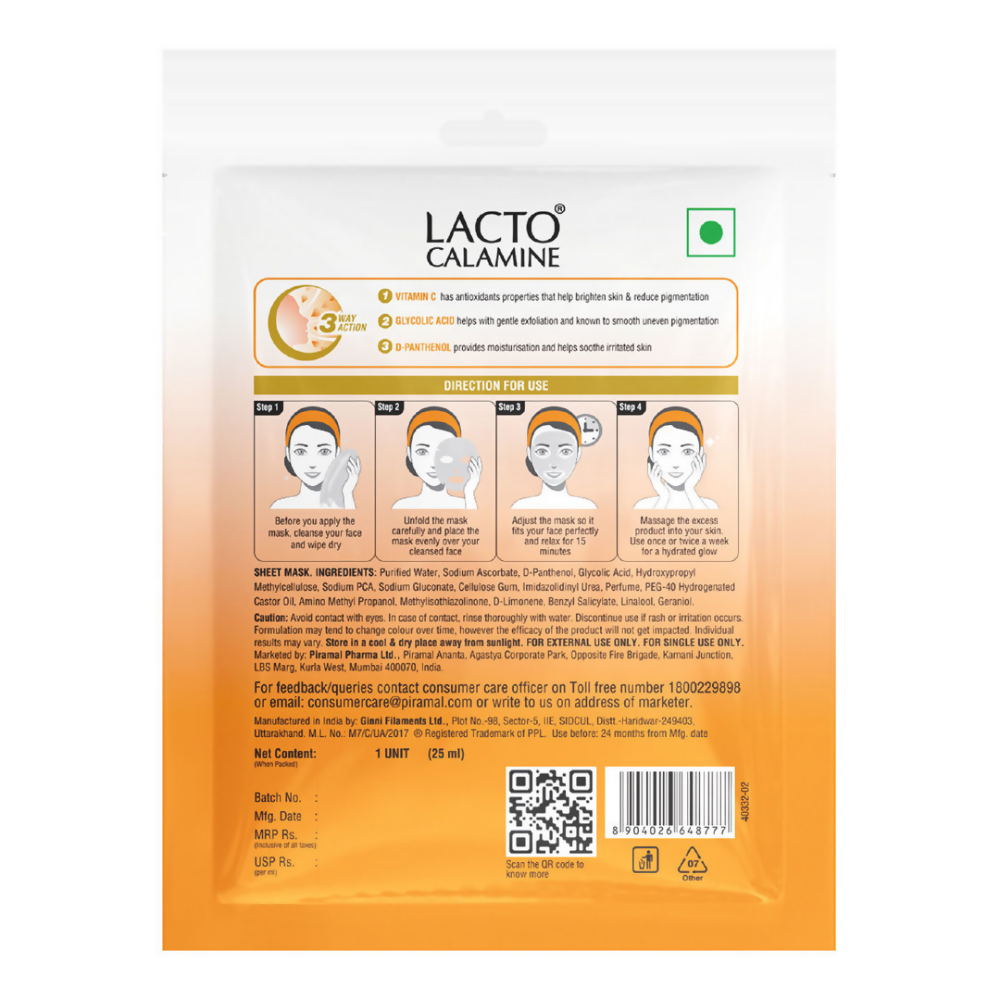 Lacto Calamine Vitamin C Face Sheet Mask - Swadesiicart