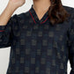 Miravan Women's Blue Printed Indigo Kurti - Swadesiicart