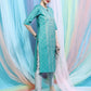 Cheera Embellished Daily Wear Cotton Blend Kurta - Turquoise Green - Swadesiicart