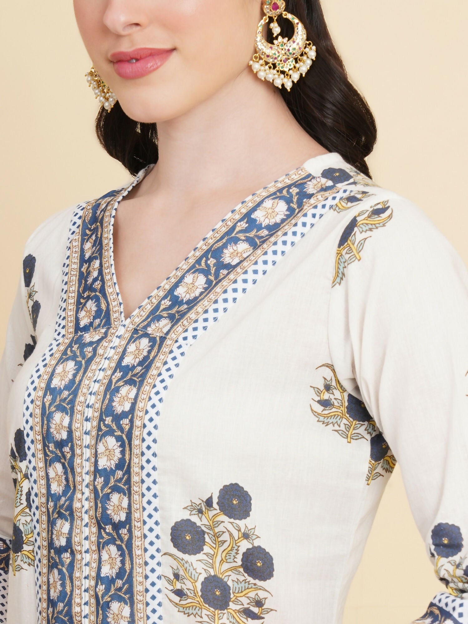 Designer Stylish white Cotton Stitched Suit With Dupatta - Tanisha | Swadesiicart