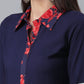Ahalyaa Navy Blue Solid Rayon Kurta Pant Set | Swadesiicart