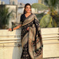 Black Pashmina Silk Wevon Kashmiri Meenakari Designer Saree with Unstitched Blouse - Vandini