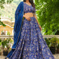 Janasya Blue Georgette Floral Lehenga Choli Dupatta | Swadesiicart