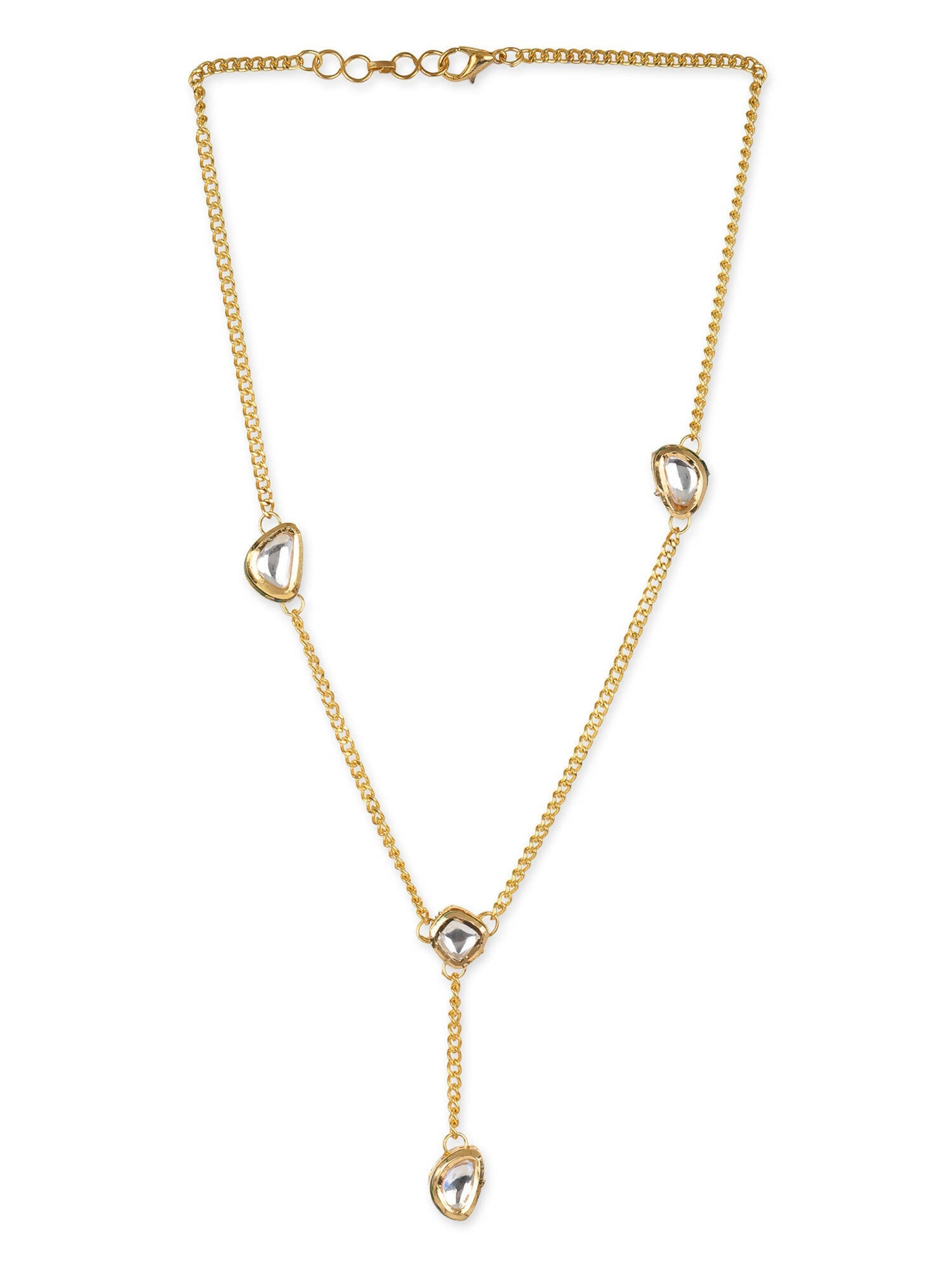 Gold-Toned White Brass Gold-Polished Necklace - Ruby Raang | Swadesiicart