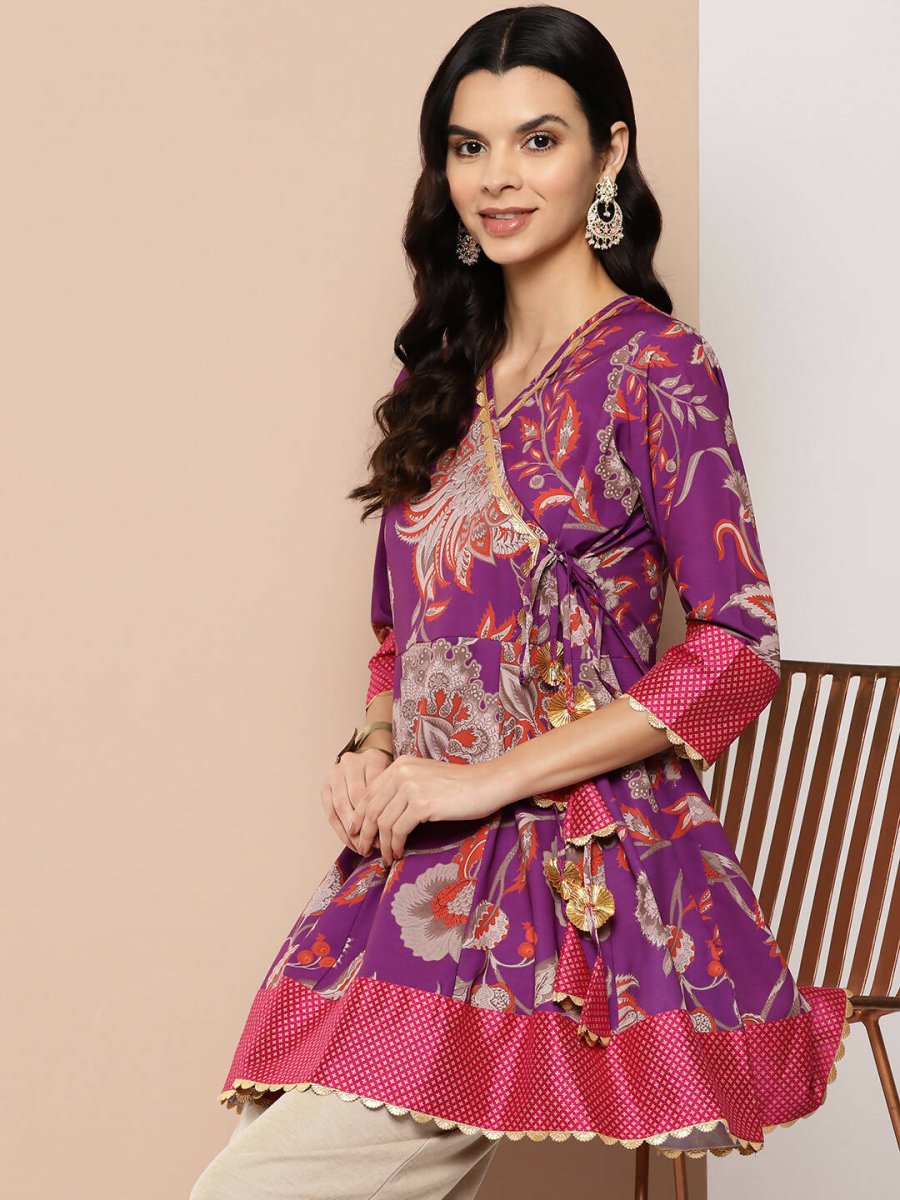 Ahalyaa Women's Traditional wear Tunic - Purple | Swadesiicart