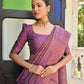 Vishnu Weaves Women's Wine Handloom Raw Silk Saree with Blouse - Swadesiicart