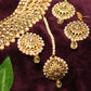 Tehzeeb Creations Stone And Pearl Studded Necklace With Earrings And Tikka