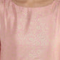 Ahalyaa Women's Pink Poly Silk Gold Foil Print Kurta | Swadesiicart