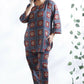 Breathables Women’S Blue Cotton Geometric Print Loungewear Co-Ord Set – Hip-Length Kurta & Pants