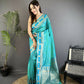 Joban Fashion Sea Green Banarasi Soft Silk Woven Saree | Swadesiicart