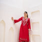 Lehenga Mart Red Reyon Designer Cord-Set Ready To Wear - Swadesiicart