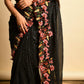 Vamsee Sparkle Sparkle -Black Georgette Saree - Swadesiicart