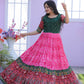 Jyoti Fashion Women's Pink Patola with Foil Print Dola Silk Anarkali Dress | Swadesiicart