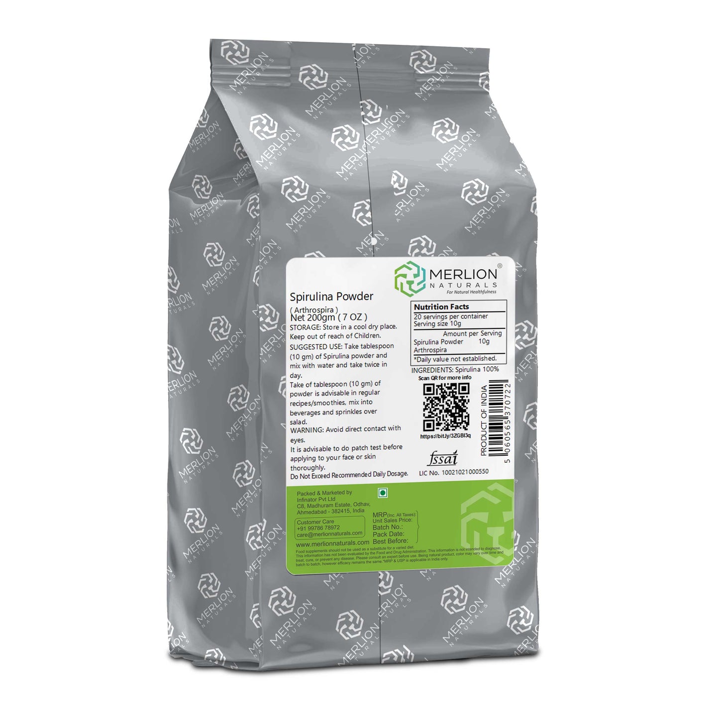 Merlion Naturals Spirulina Powder - Swadesiicart