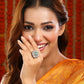 Ruby Raang Gold Polished Green Kundan And Stone Ring | Swadesiicart