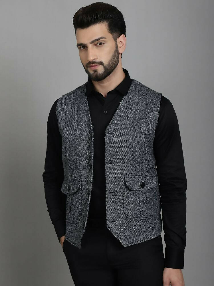 Even Apparels Solid Waistcoat - Grey | Swadesiicart