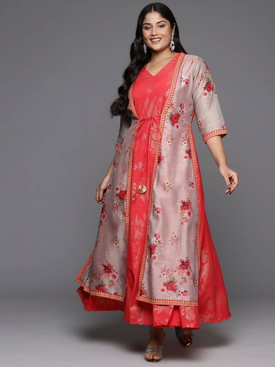 Ahalyaa Women's Traditional wear Ethnic Dress - Red | Swadesiicart
