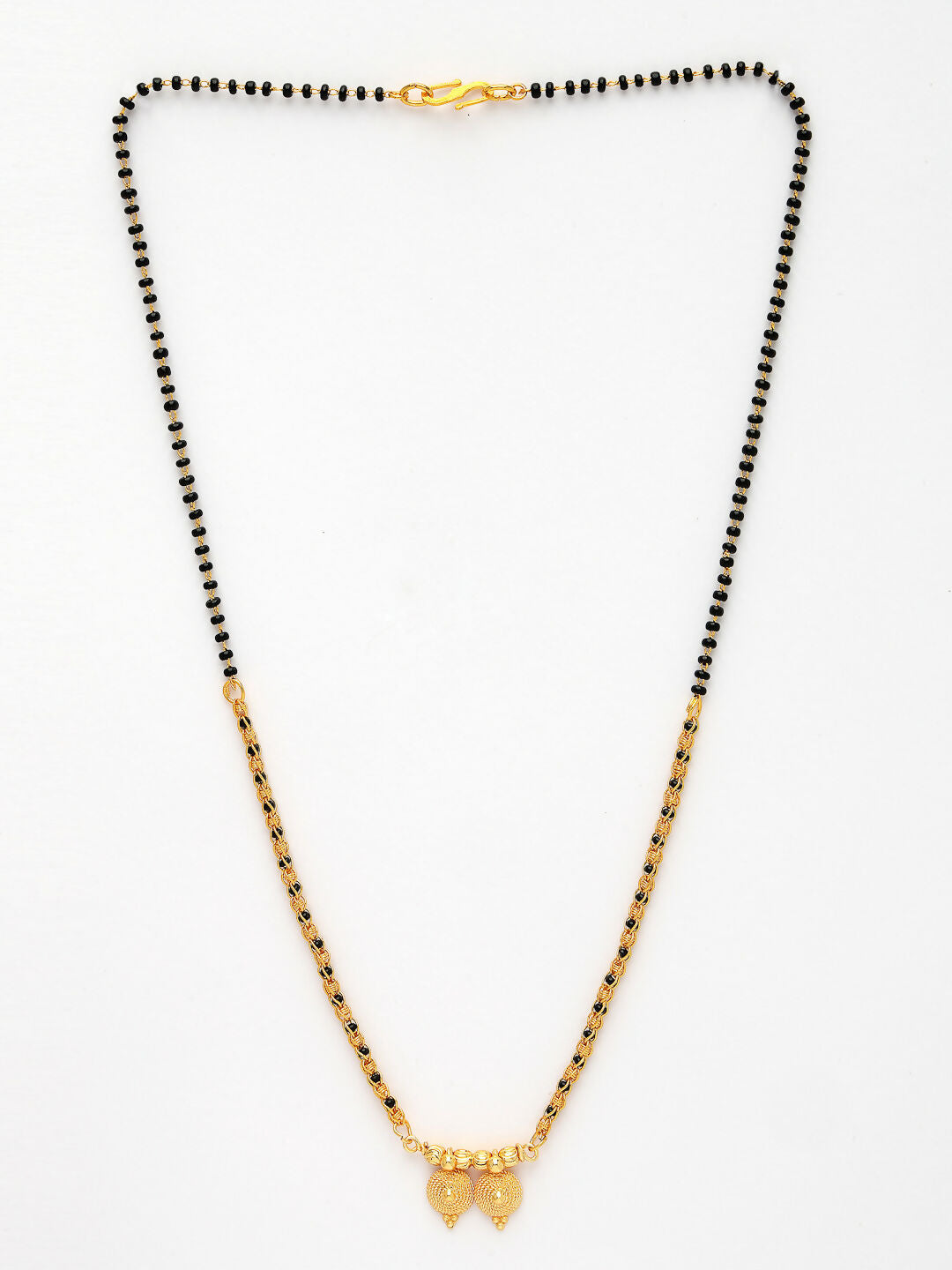NVR Women's Set of 2 Gold-Polished Black Beaded Mangalsutra | Swadesiicart
