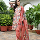 Vaasva Women's Rust Tissue Gota Embroidered Suit Set With Solid Pant And Embroidered Dupatta | Swadesiicart