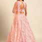 House of Panchhi Coral Pink Net Sequins and Zarkan embroidery Lehenga choli & Dupatta | Swadesiicart