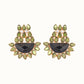 Nuyug 22K Gold Plated Dark Crystal Studded Contemporary Floral Shaped Stud Earrings | Swadesiicart