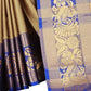 Vamika Banarasi Cotton Silk Weaving Brown Saree (DOCTOR MOR CHIKU) | Swadesiicart