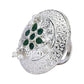 Joban Fashion Women Green Stone Silver Tone Ring | Swadesiicart