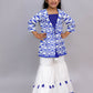 Lil Drama Shor-Gul Blue Kurta Sharara and Bustier Set For Girls | Swadesiicart