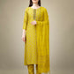 Jyoti Fashion Women's Yellow Rayon Embroidery & Sequence work Kurta with Trouser & Dupatta | Swadesiicart