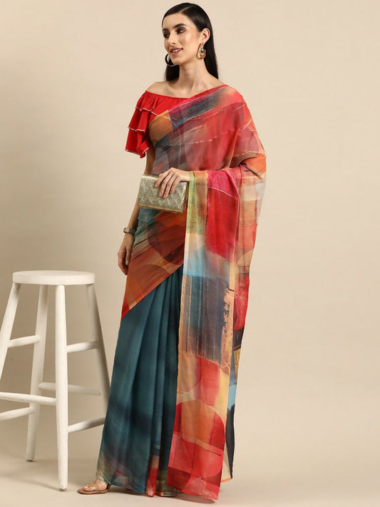 Ahalyaa Women's Traditional Semi Stitch Saree - Grey | Swadesiicart