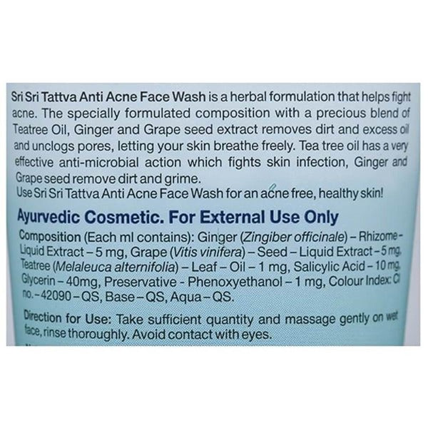 Sri Sri Tattva Anti Acne FaceWash Ingredients