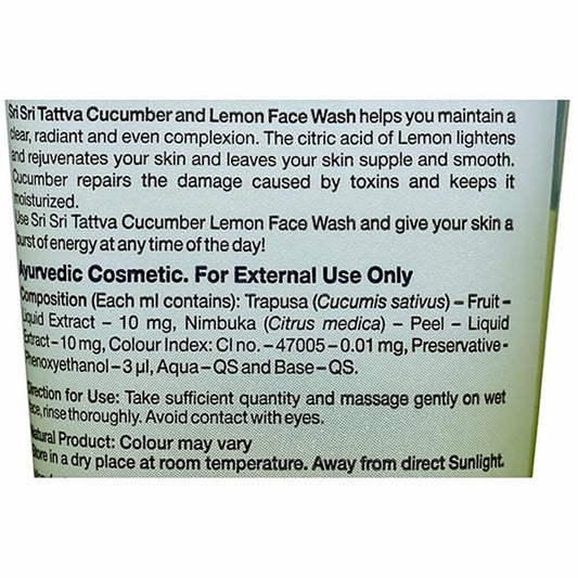 Sri Sri Tattva Cucumber & Lemon Face Wash Composiiton