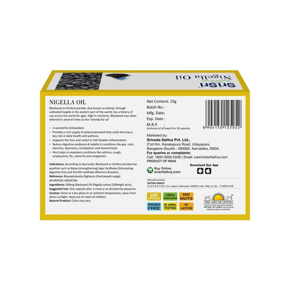 Sri Sri Tattva Nigella Veg Oil Capsules | Swadesiicart