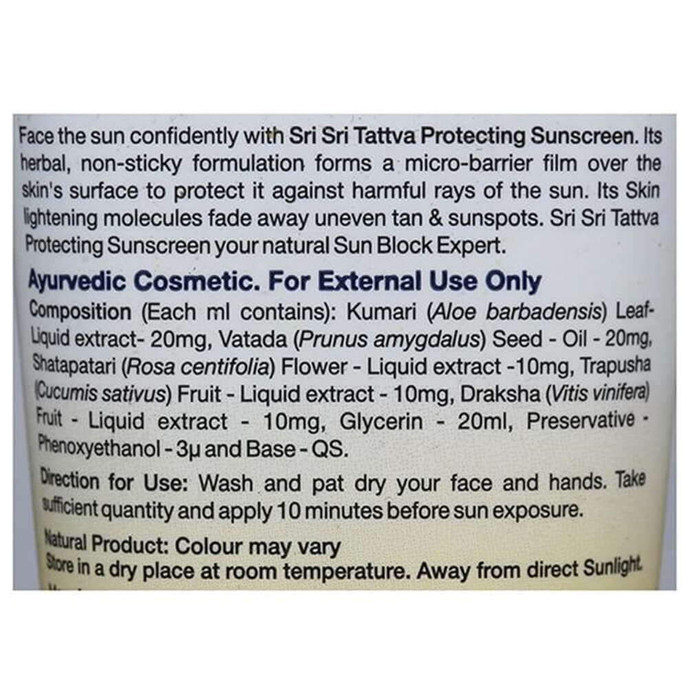 Sri Sri Tattva Protecting Sunscreen Cream Composition