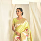 Vishnu Weaves Women's Pista Paithani Silk Zari Woven Saree with Unstitched Blouse - Swadesiicart