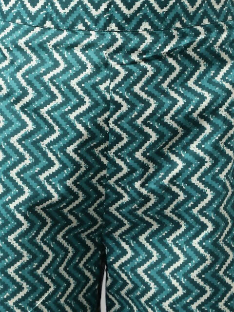 FIORRA Women's Teal Green Cotton A-Line Kurta Set - Swadesiicart