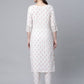 Ahalyaa Women White Pure Cotton Printed Kurta Pant Set | Swadesiicart