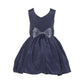 Asmaani Baby Girl's Navy Blue Color Satin Knee Length Frock (AS-DRESS-22015)