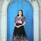 Jyoti Fashion Women's Black Floral Digital Printed Chinon Anarkali Dress | Swadesiicart