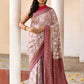 Joban Fashion Pastel Lilac Crepe Chiffon Pure Handloom Banarasi Silk Saree | Swadesiicart