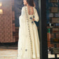 The52 CreamWomen's Gorgeous Embroidered Vichitra Silk Fabric Flared Kurta Pant with Dupatta Set - Swadesiicart