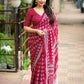 Rani Poly Georgette Ajrak Saree with Unstitched Blouse - Hiral Fashion | Swadesiicart